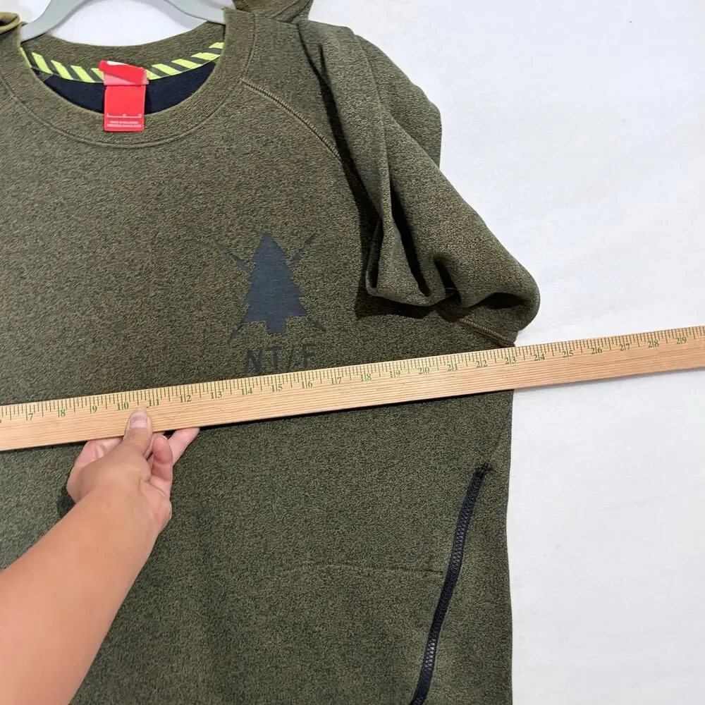 Nike Sweatshirt Men’s Large Green Pullover Athletic Long Sleeve Side Zip